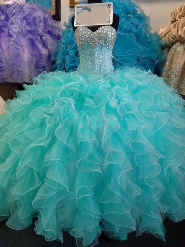 Glittering Sequins Crystal Blue Quinceanera Dresses 2021 New Real Image Sweetheart Lace up Sweet 16 Years Princess Prom Dress Custom Made
