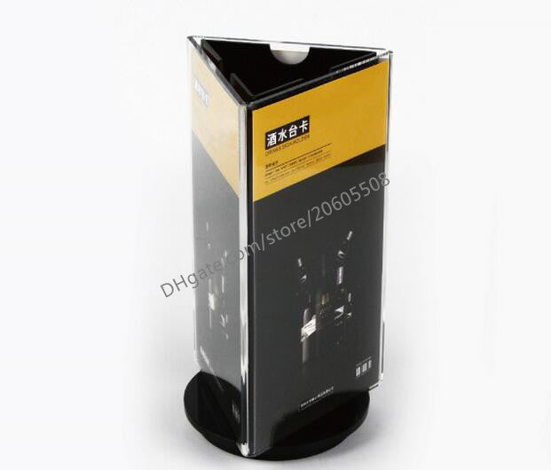 4pcs Three-sided Rotatable acrylic restaurant Bar menu card display stand Advertising tag sign photo frame Desktop Billboard display rack