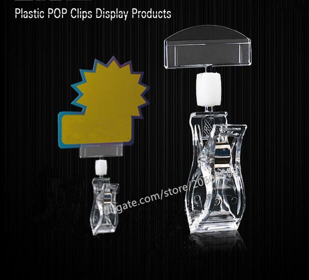 10pcs Good Quality Clear POP Plastic Sign Paper Card Display Price Label Tag Promotion Clips Holders In Supermarket Retails free shipping