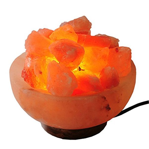 salt light lamp Large 7&quot; Round 9-10 pound Fire Himalayan Bowl With Dimmer Cord