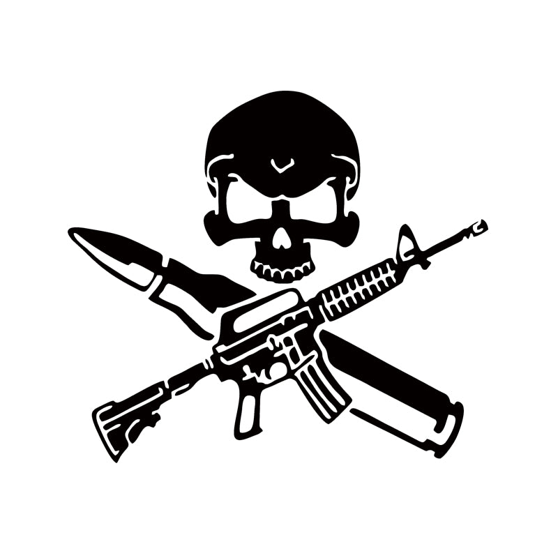 Hot Sale Cool Graphics Funny Rifle Skull Bullet Gun Control Car Window Vinyl Decal Sticker Jdm