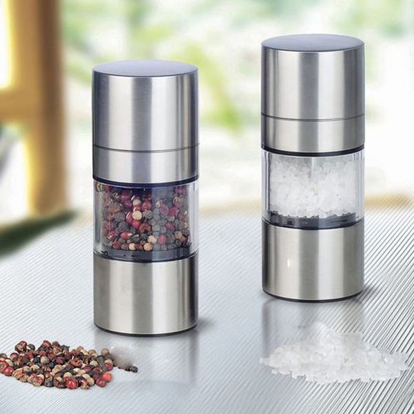 Stainless Steel Manual Salt Pepper Mill Grinder Seasoning Home Kitchen Tools Grinding Kitchen Accessaries For Cook Chef Restaurants