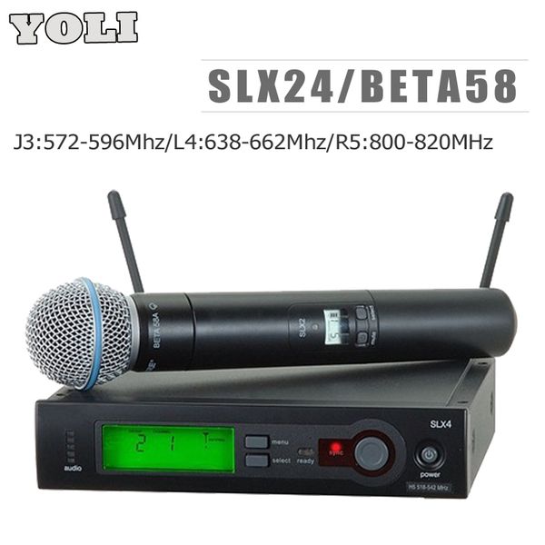 J3:572-596Mhz-L4:638-662Mhz-R5:800-820Mhz UHF PRO WIRELESS MICROPHONE SYSTEM SLX24-BETA58 Handheld Mic for Stage DJ