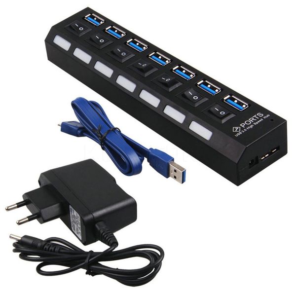 New Design USB HUB 3.0 Super Speed 5Gbps 7 Ports USB 3.0 HUB USB Splitter With On-Off Switch Platooninsert For Computer Peripherals RH