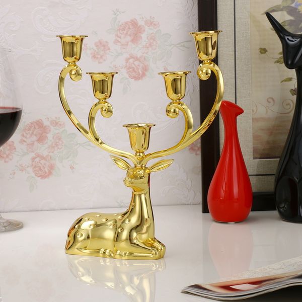 Luxurious Spotted Deer Candle Holders Stainless Steel Candlestick Candelabra For Wedding