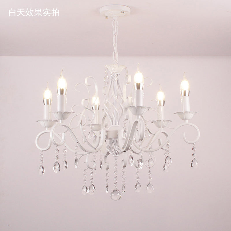 Bedroom European style Princess Room Pendant Lamps pink girl warm marriage room lamp Korean pastoral crystal lamp Candle children lighting