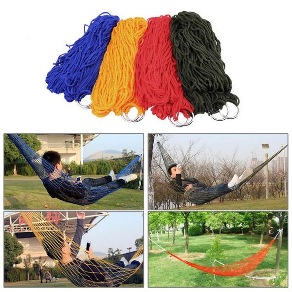 Wholesale- Sleeping Mesh Hammock Swing Sleeping Bed Hammock Hamaca Hamac Portable Garden Outdoor Camping Travel Furniture Nylon Bed Hangnet