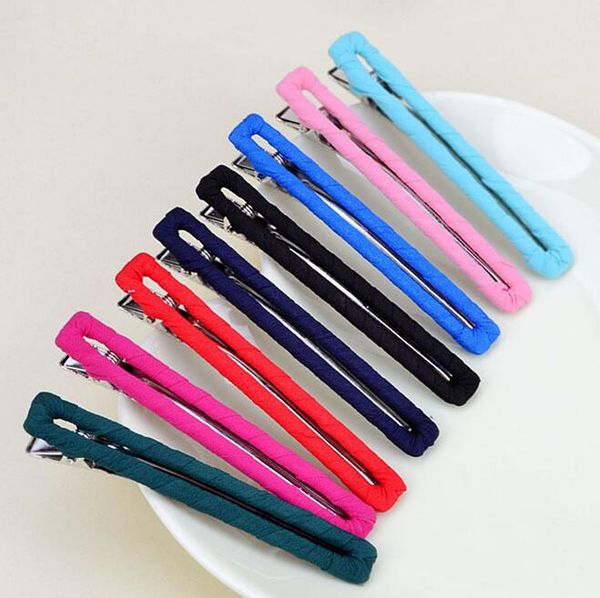 Hollow edge Hair Clips wrapped candy color cloth duckbill word clip head ornaments headdress FJ016 mix order 60 pieces a lot