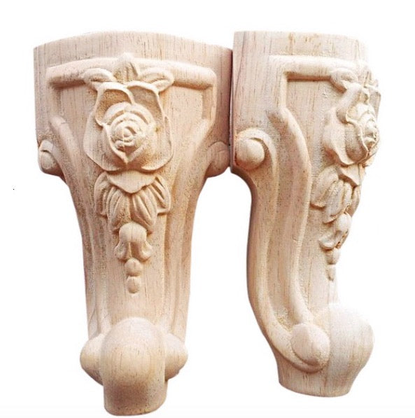4PCS-lot 10x6cm European Style Solid Wood Carved Furniture Foot Legs TV Cabinet Seat Feets