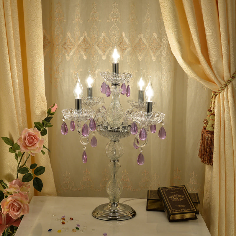 Stained Glass Candle Table Lamps LED Candlestic Desk Lamps Wedding Decorate Light House Decoration Hotel Culb Lighting Indoor