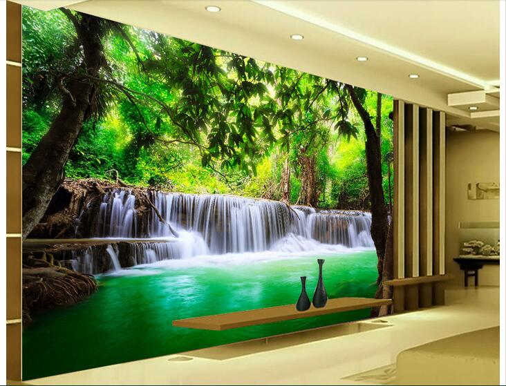 3d wallpaper custom photo Non-woven mural Green forest waterfalls room decor painting picture 3d wall muals wall paper for walls 3 d