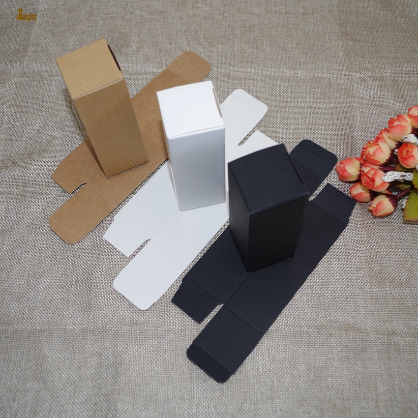 100pcs-lot 3x3x12cm-2x2x10cm-12cm White black kraft Paper Box DIY Lipstick Perfume Essential Oil Bottle packaging boxes valve tube package