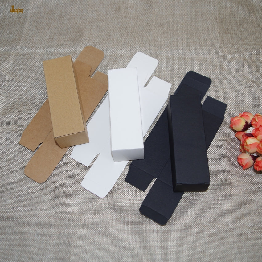 100pcs-lot 4x4x10.3cm White black kraft Paper Box DIY Lipstick Perfume Essential Oil Bottle packaging boxes valve tube package