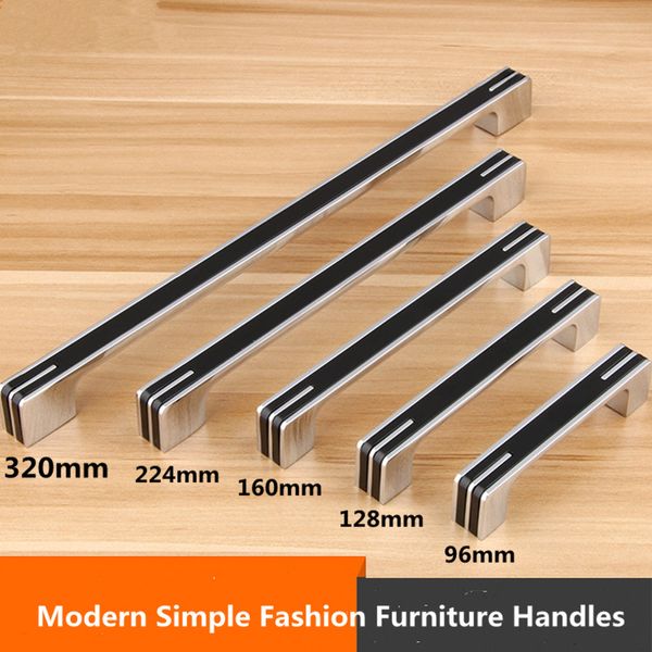 96 128 160mm modern simple fashion furniture decoration handles silver black kitchen cabinet dresser wardrobe door handle chrome