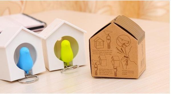 Best HOT 100pc New Hot Bird Nest Sparrow House Key Chain Ring Chain Wall Hook Holders Plastic Whistle