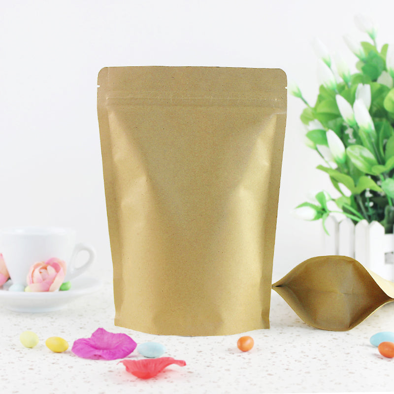 gift bags new 100pcs lot 11sizes kraft paper brown packaging bag stand up zipper packing bags top zip lock retailer package free