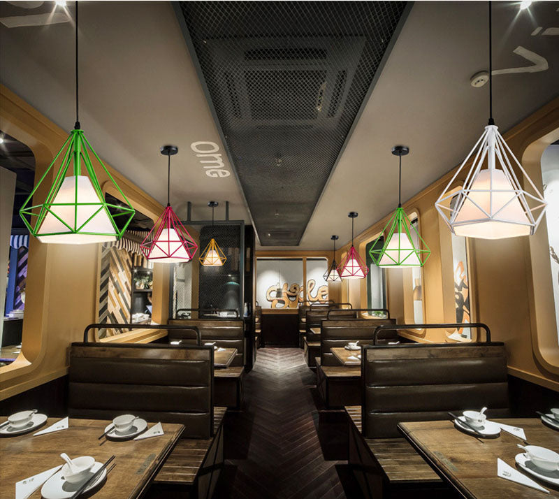 2017 Art Iron Chandelier Bird Cage Minimalist Diamond Shape Pyramid Pendant Lights Lamp Diameter 25cm