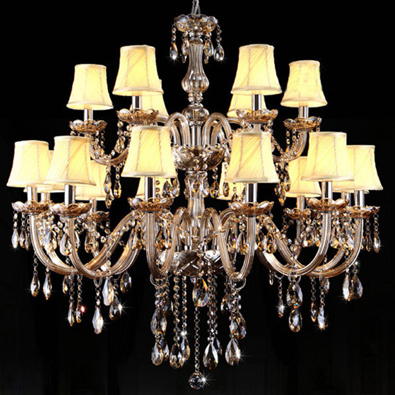 Luxury European K9 Crystal Chandeliers Penthouse Floor Stairs Living Room Decoration Light Fixtures Creative Restaurant Bedroom Candle Chandelier Li