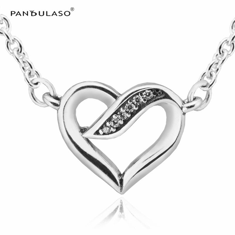 Ribbons of Love Clear CZ necklace & pendants for woman Finding Sterling silver jewelry DIY Choker chain fashion