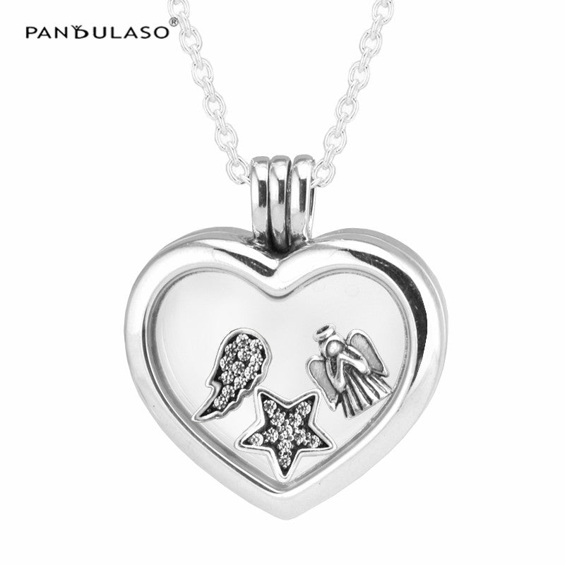 Celestial Petites Clear CZ Medium Floating Locket Pendant Necklaces Sterling silver jewelry DIY Choker Fit pandora charms beads