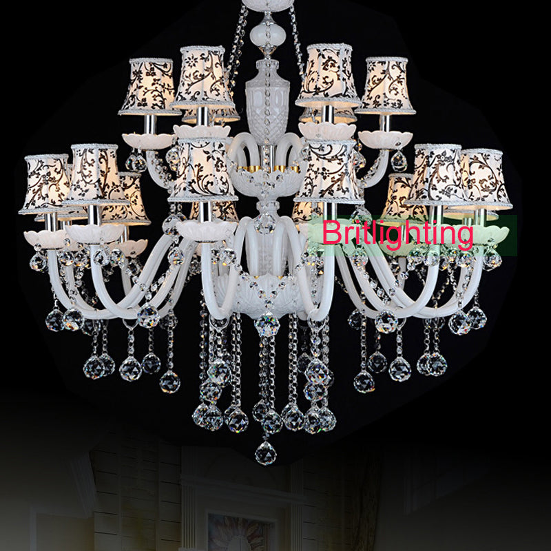 modern hotel hall crystal chandeliers LightsCountry Style living room Lamps bohemian top glass lamp 18 lights candle chandelier