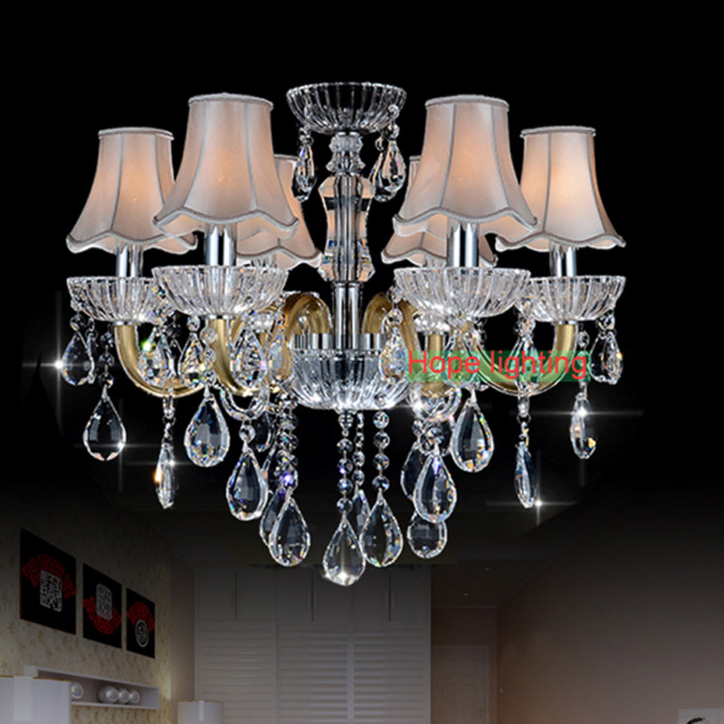 European style crystal lamp living room chandelier LED restaurant bedroom study candle crystal lamp luxury American K9 crystal chandelier