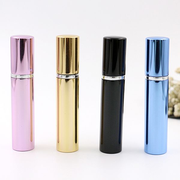Luxury 7ml Travel Aluminum Perfume Bottle Pipe Shine Bright Bottles Atomizer Spray Travel Glass Refillable Tube Vail Atomizing Liquid Contai