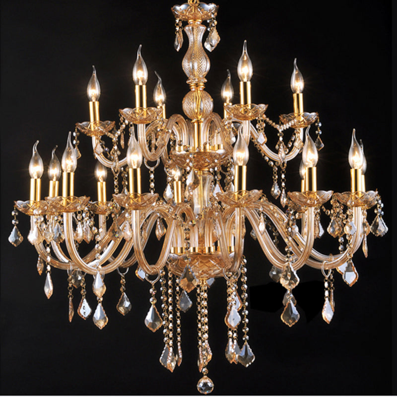 gold dining room Banquet hall crystal chandelier crystal lights living rooms traditional elegant glass candle chandeliers big