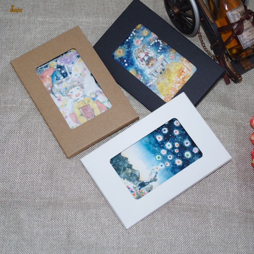 50pcs lxw 155x102x5mm kraft paper postcard photo boxes invitation play card packaging cardboard boxes postcards envelope office