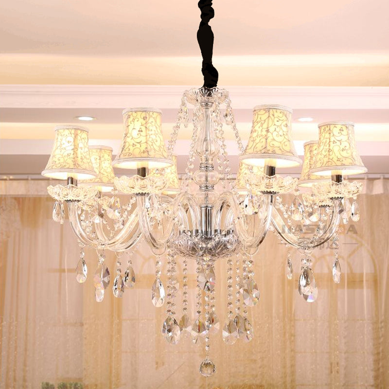 foyer bar crystal Chandelier Bed Room Vintage lamp candle pendant light with Lampshade fashion crystal hanging lighting fixture