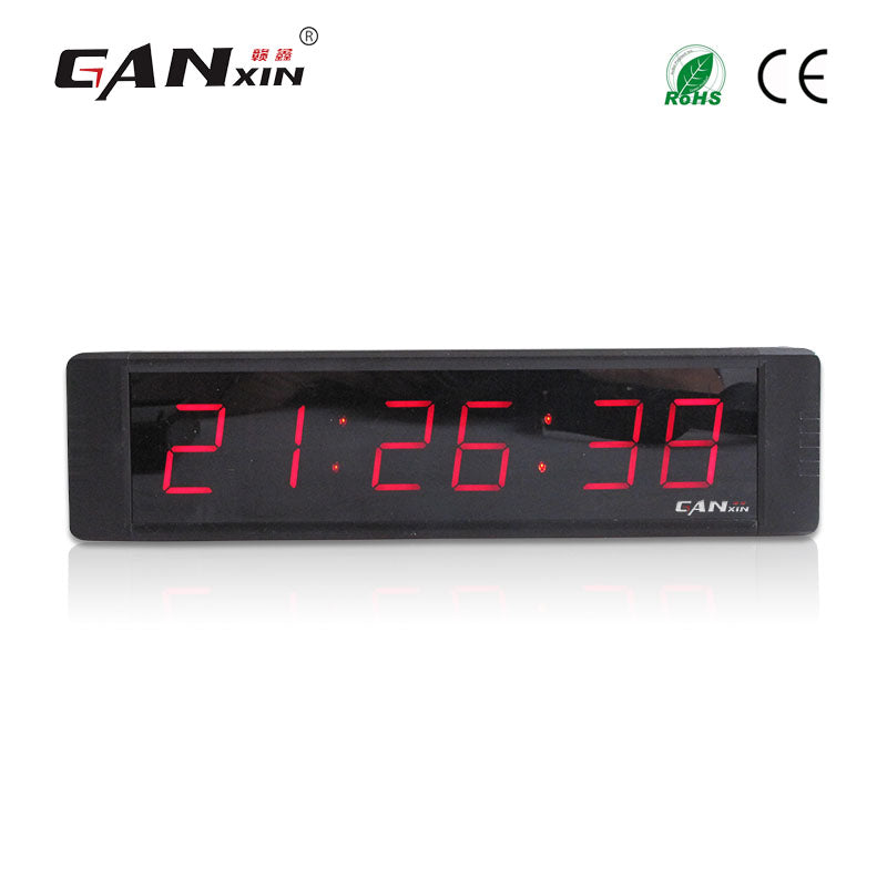 [Ganxin]1inch 6 Digit Led Countdown Timer Stopwatch in Red Tube Wall Mounted Factory Supply HHMMSS Countdown-up Clock with Remote Control