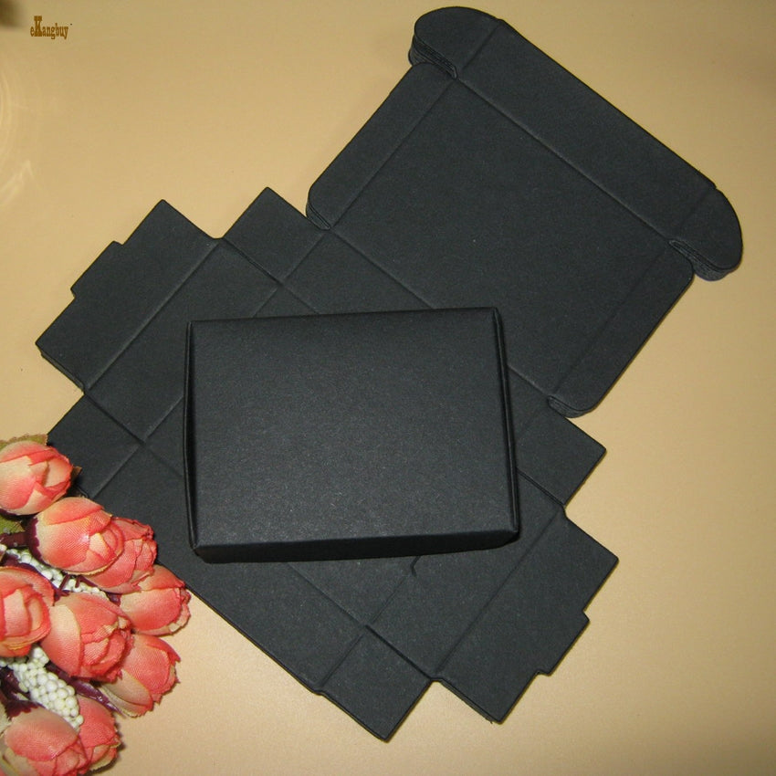 2018 Tubetes 50pcs-lot Black Color Folding Packing Box Wedding Candy Flat Bakery Baking Cake Diy Soap Gift Packaging Kraft Paper Event Party