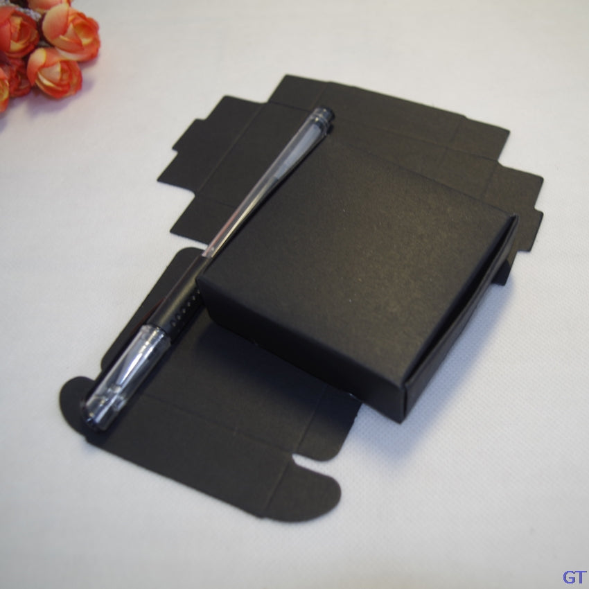 50pcs-lot 9.5x9.5x3cm- 8x8x4cm Black Paper Wedding Gift Packaging folding Box For Candy Jewelry Handmade Soap Bakery Cake Cookie Chocolate