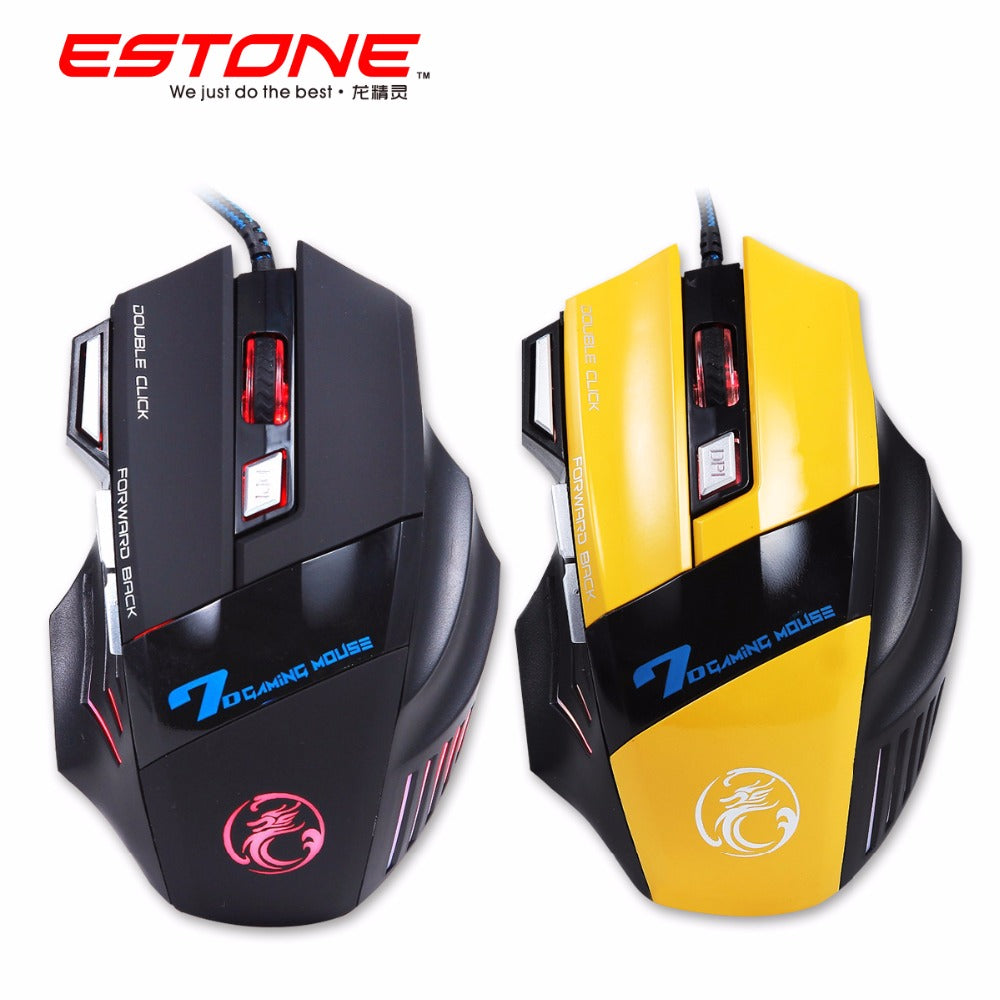 New Estone X7 Gaming Mouse Optical USB Wired Computer mice Mause 7 Button 3200DPI Breathing Led Light for PC Laptop Desktop Gamer
