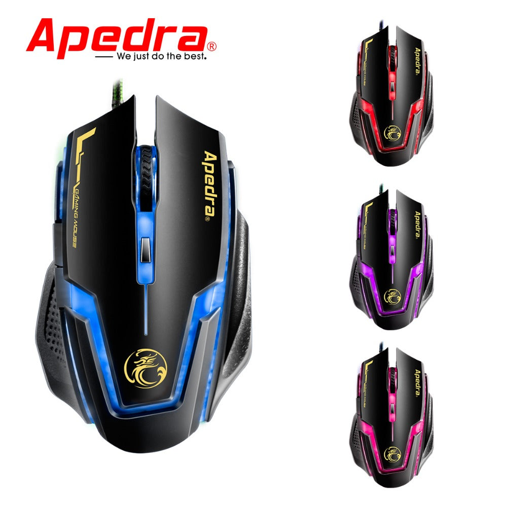 Apedra A9 Wired Gaming Mouse 3200DPI USB Optical Mouse 6 Buttons Computer Pc Mouse Gamer Professional Gaming Mice for Desktop