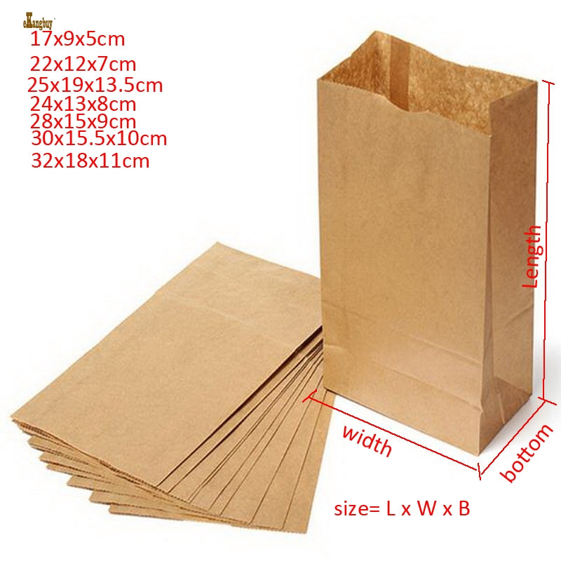 2018 Bolsas De Regalo 100pcs-lot 7 Sizes Kraft Paper Gift Bags Sandwich Bread Candy Takeout Wooden Color Party Wedding Favour free Shipping