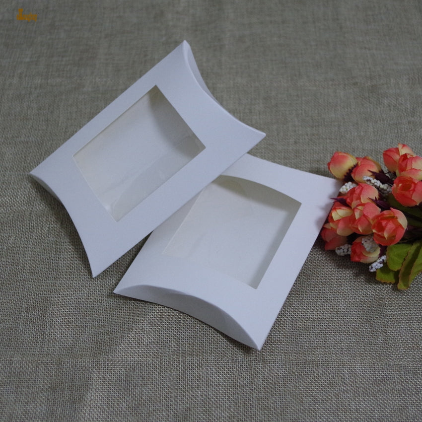 2018 Tubetes 100pcs-pack: 15.2x11x2.5cm White Paper Pvc Window Pillow Box Jewelry Box-gift Packaging- Ring-earing-necklace Storage Boxes