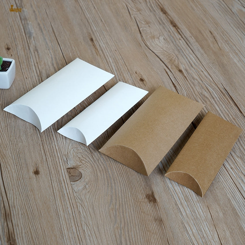 2018 New Tubetes 50pcs-lot Kraft Pillow Paper Box 18.5x7.8x3cm-21cmx10cmx4cm Jewelry Box-gift Packaging- Ring-earing-necklace Storage Boxes