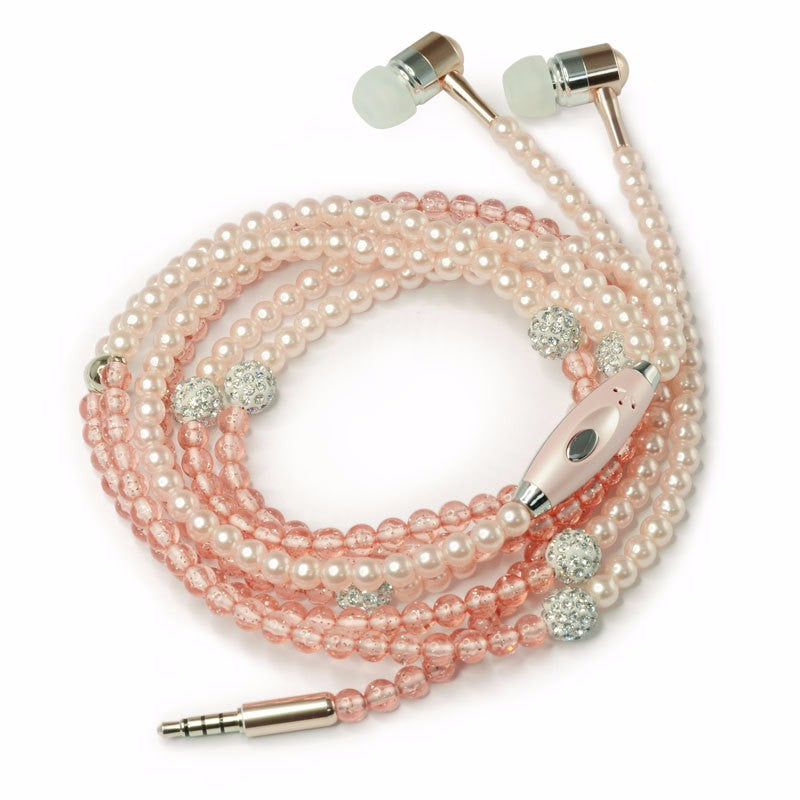 Fashion In-ear Earbuds Fashionable Jewelry Pearl Necklace Earphones Pearl earphone with Mic Connect to Smart Phone