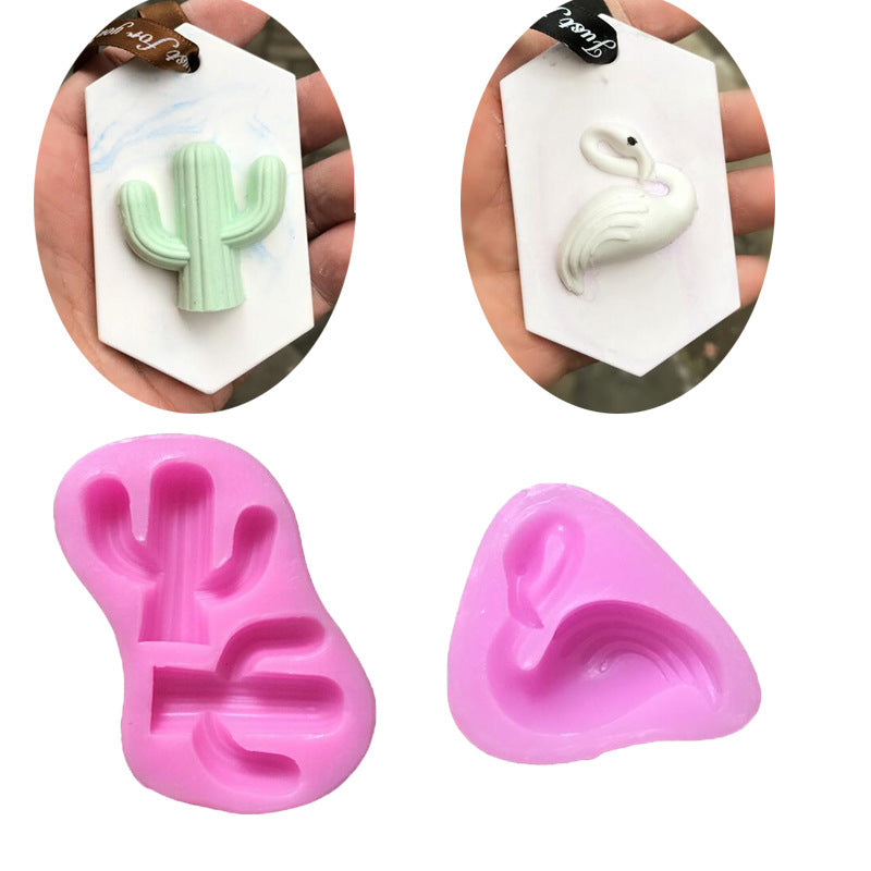 3D Cactus Cake Mold Silicone Mould Flamingo Shape Molds for Fondant Decorating Mini Soap Chocolate Candy Candle Clay Resin 122811