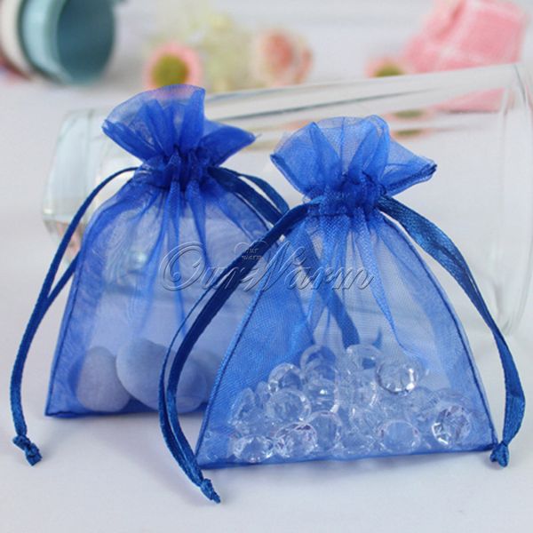 Wholesale- 50 Pcs Royal Blue Organza Pouch Wedding Favor Jewelry Gift Candy Box wedding decoration event party supplies 3 x 3.5 7cm x 9cm