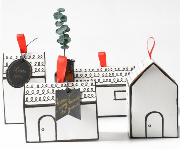 500pcs Small House Paper Packing box nougat cookies candy box wedding gift Boxes gifts box Free DHL FEDEX Shipping