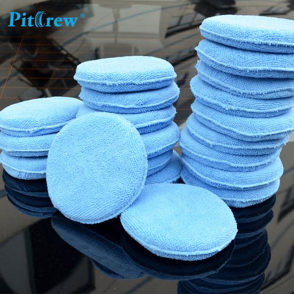 Wholesale- (10pieces-lot) Car washer Blue Microfiber Wax Applicator Polishing Sponges pads 5&quot; Diameter Sponges Car &Motorcycles Accesso