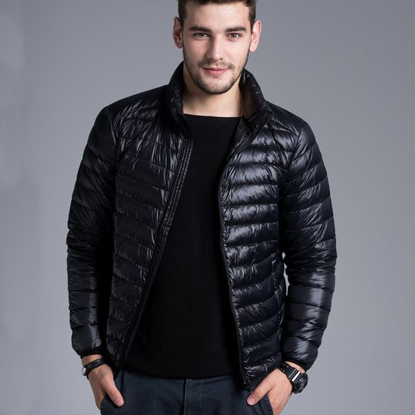 Wholesale- Winter Padded Jacekt Men&#039;s Brand thin Duck Down Collar Casual Warm Coat Outerwear Parka Jackets Plus Size XXXL Down Jacket M
