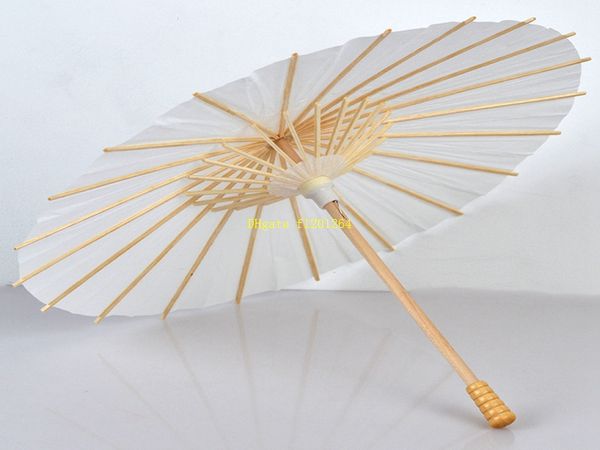 20pcs-lot 20cm-30cm-40cm-60cm diameter wooden Wedding Umbrella Parasol White Paper Long Handle Wedding Bridal Favor Parasol