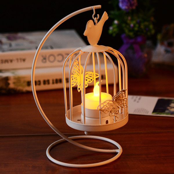 The new model of creative romantic candlelight dinner restaurant birdcage Candlestick candle lamp desktop metal ornaments gifts