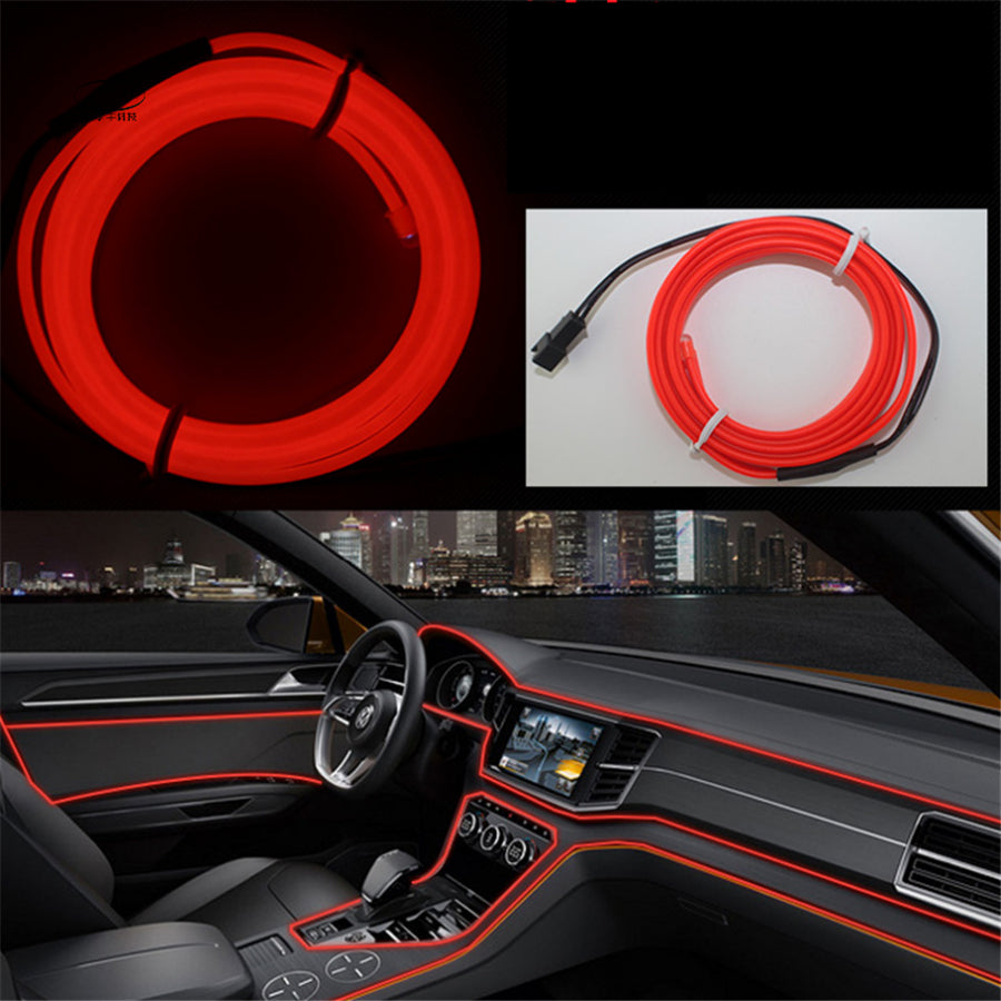 DIY Led Decoration Neon Light 12V 5Meters Car Interior LED Flexible EL Cold Wire Rope Tube Line Dashboard