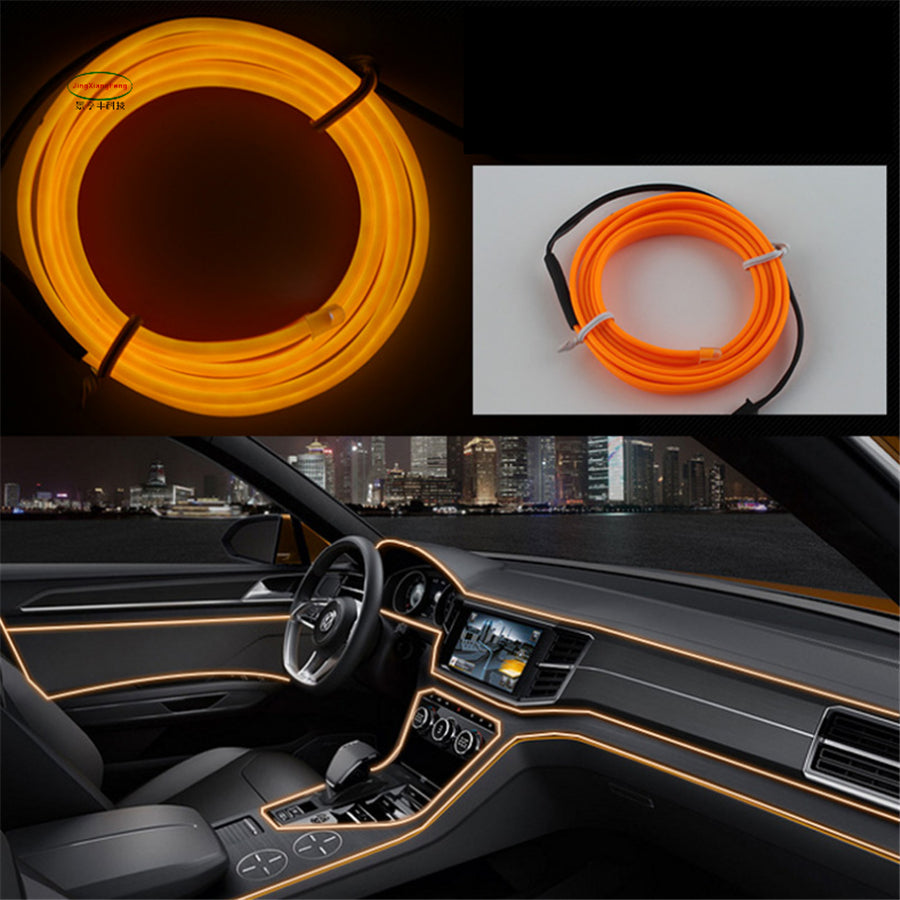 DIY Decoration 12V Auto Car Interior LED Neon Light EL Wire Rope Tube Line Party Weeding Decal 10 Colors 2M