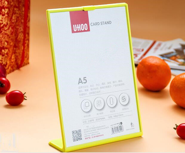 Multifunctional desk menu price tag label card display stand L-shape poster advertising display rack Table card display holder free shipping