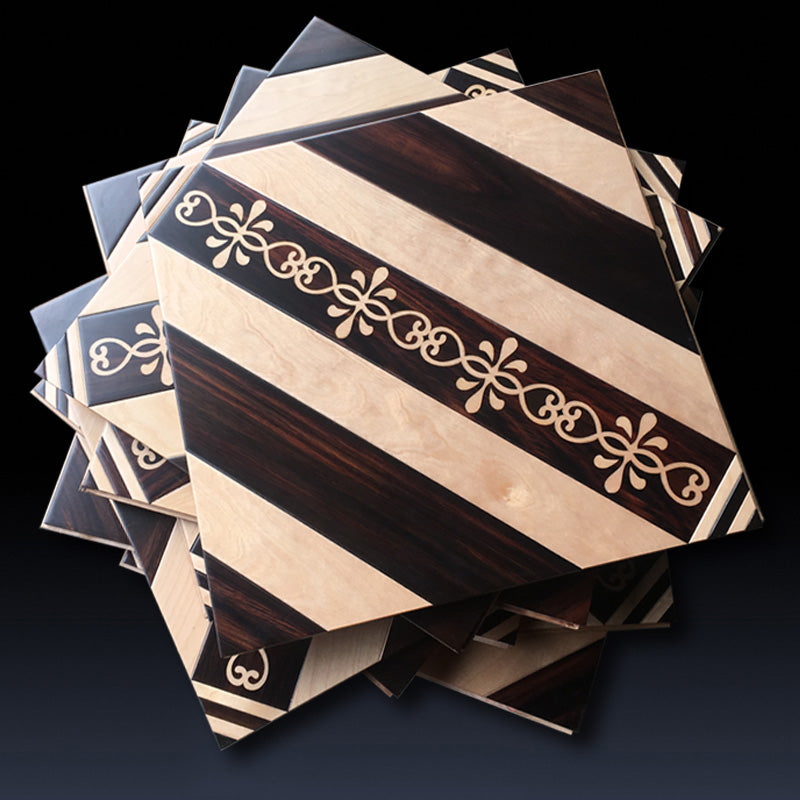 Black Color Rosewood wood flooring geometric design ceramics tile carpet livingmall timber flower center inlay marquetry wall decor artwork hardwood